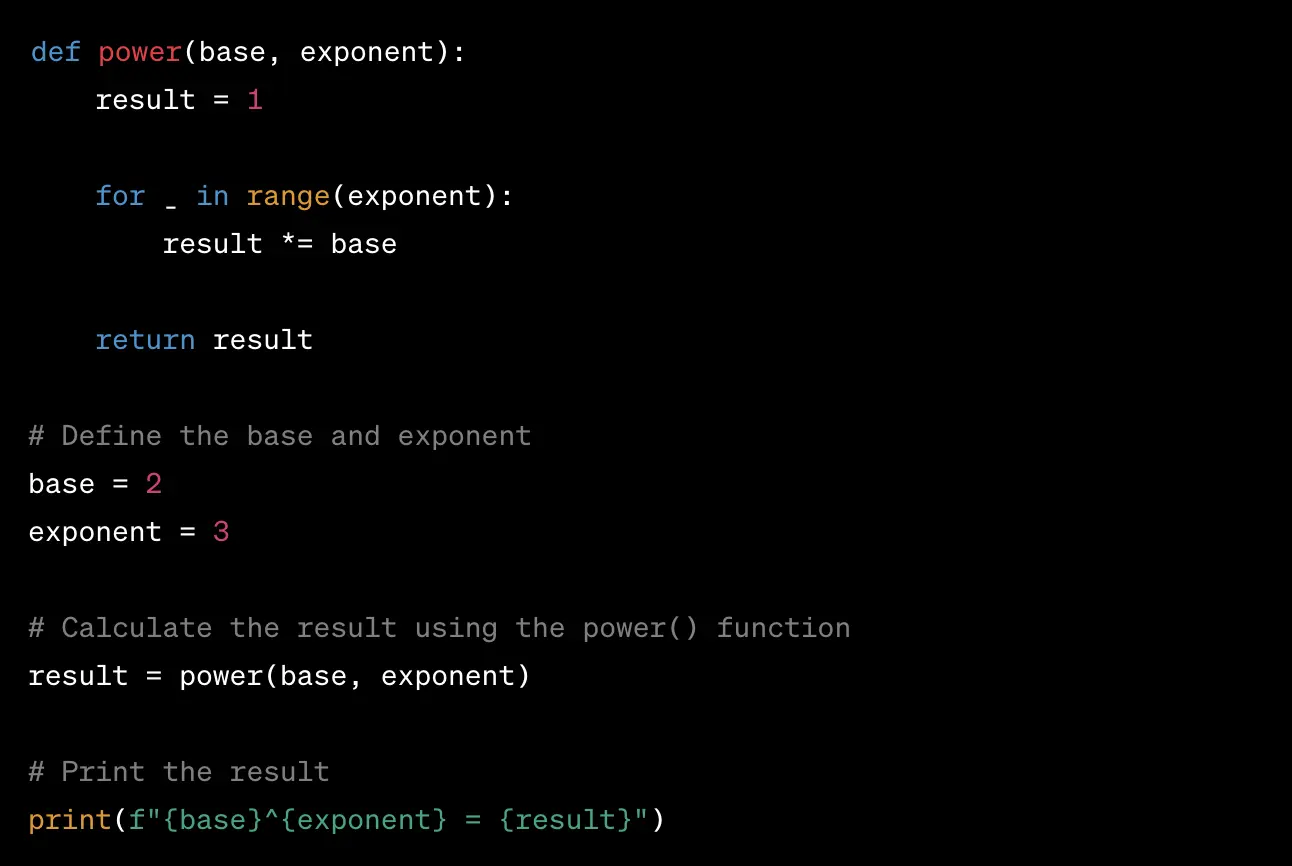 Python multiplication exponenet